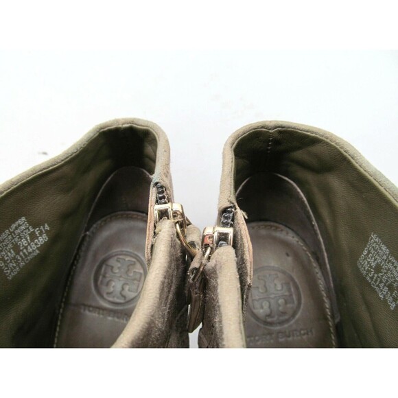 Tory Burch Tan Suede Side Zip Ankle Booties With Stacked Heels Womens US 9.5 M - Picture 8 of 10